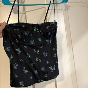 We wore what corset top blue floral